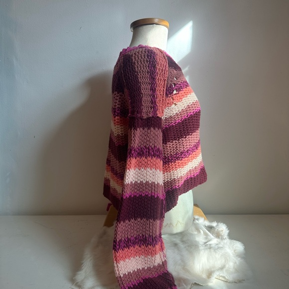 Free People Striped Knit Sweater Pink | Size: Small - Picture 4 of 7